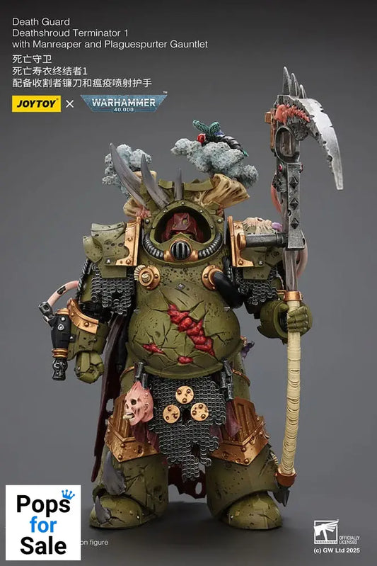 Warhammer 40k Action Figure 1/18 Death Guard Deathshroud Terminator 1 with Manreaper and Plaguespurter Gauntlet 14 cm