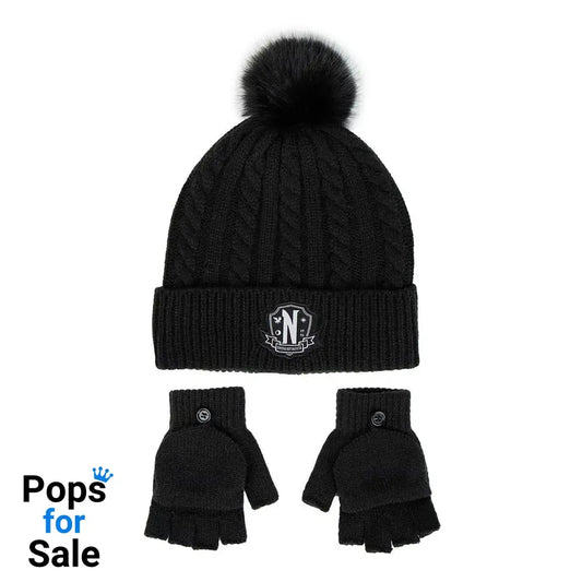 Wednesday Beanie & Gloves Set Nervermore
