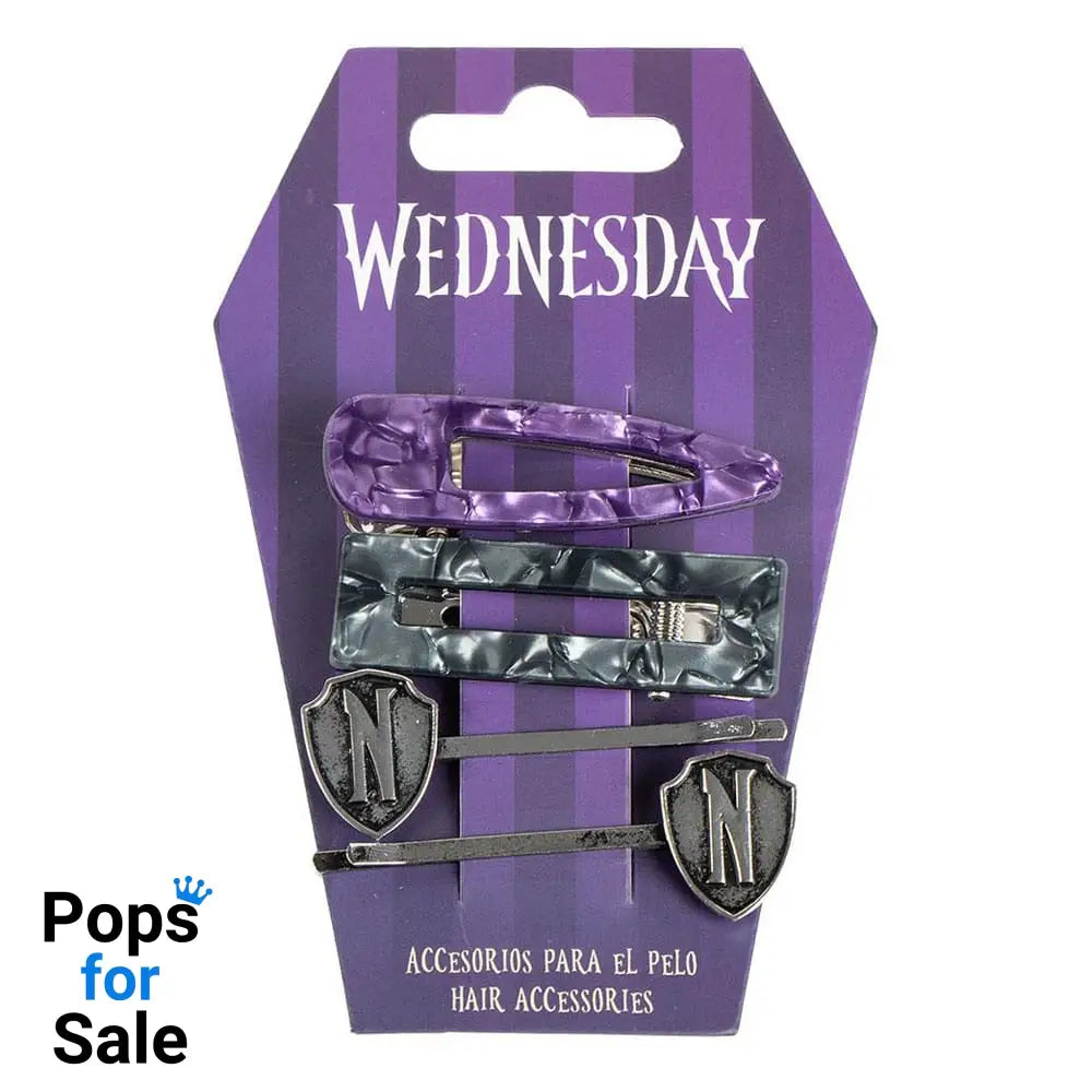 Wednesday Hair Accessories 4 Pack Pruple & Black