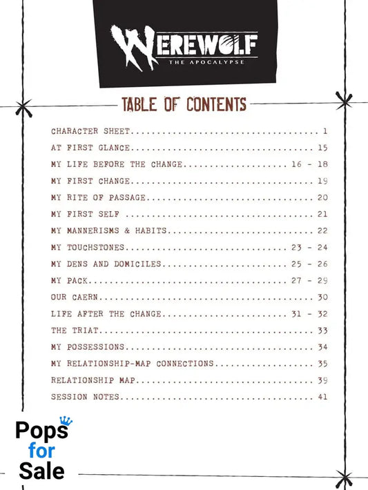 Werewolf: The Apocalypse 5th Edition RPG Journal Expanded Character Sheet Journal *Englische Version*