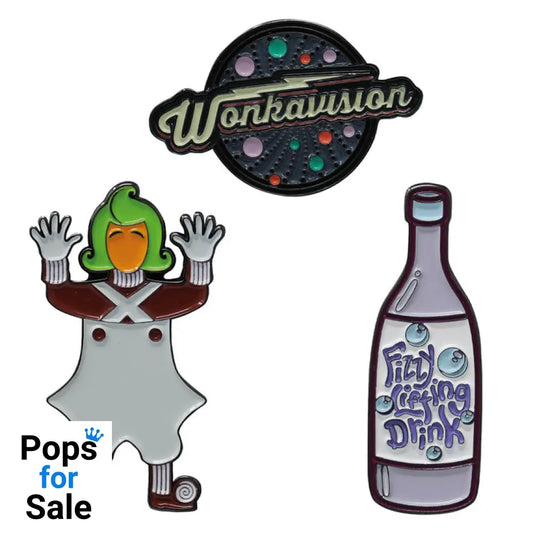 Willy Wonka and the Chocolate Factory Limited Edition Triple Pin Badge Set 3 Pack of Pins