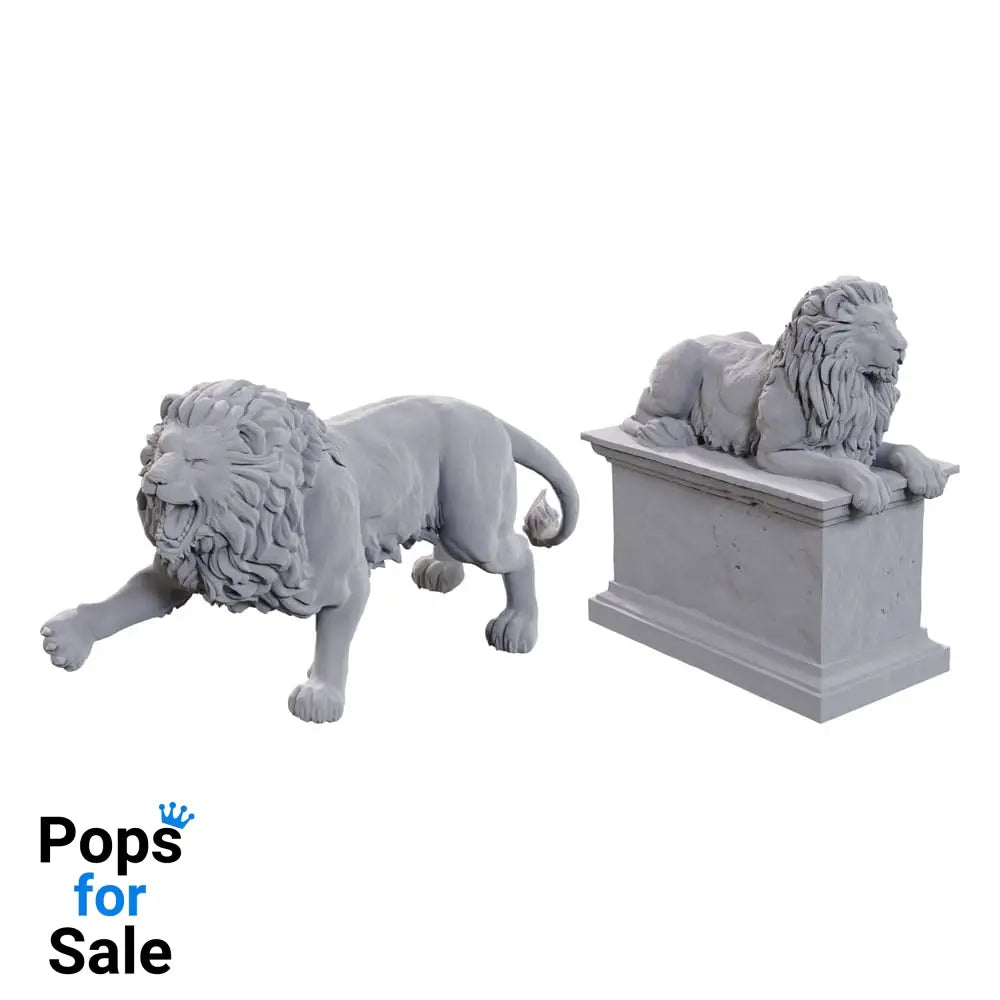 WizKids Deep Cuts Miniatures Unpainted Miniatures 2-Pack Stone Lion Miniature Gaming & Tabletop