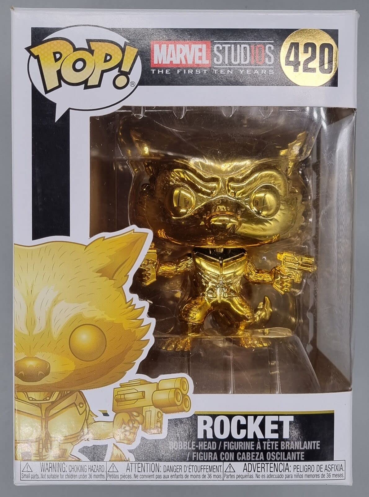 420 Rocket (Gold) - Chrome - Marvel Studios 10 Years Funko POP - Box Damaged