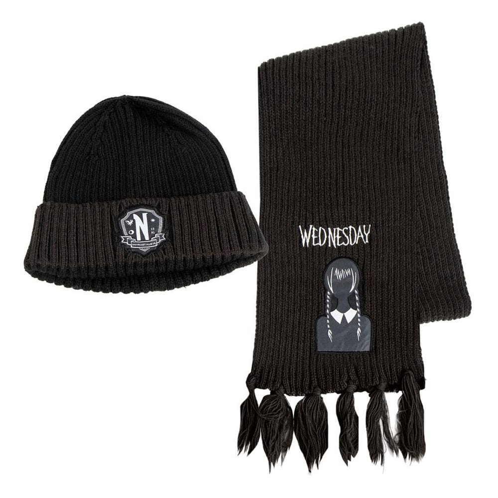 Wednesday Beanie & Scarf Set Nevermore Beanies & Caps