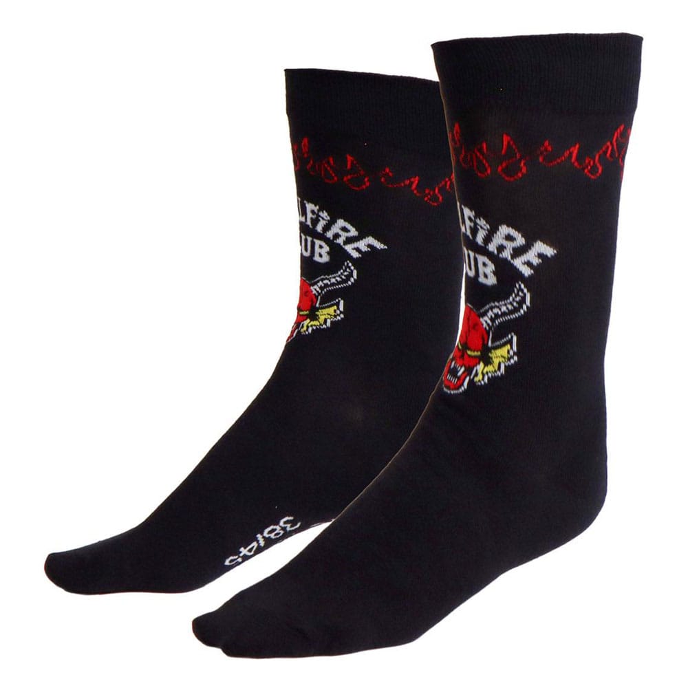 Stranger Things Socks Hellfire Club Black 38-45 Footwear