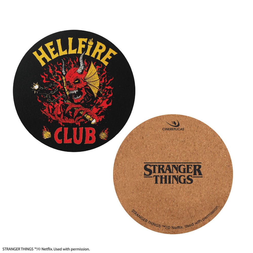 Stranger Things Coaster 4-Pack Hellfire Club Glasses & Coasters