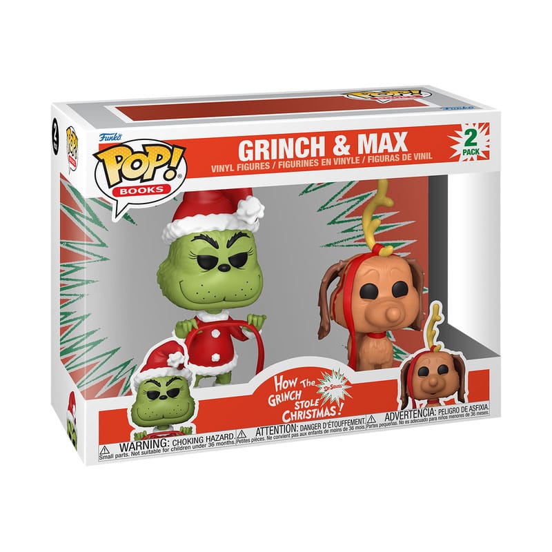 The Grinch(Anniversary) POP! Books Vinyl Figures 2-Pack Grinch w/ Max 9 cm Funko POP