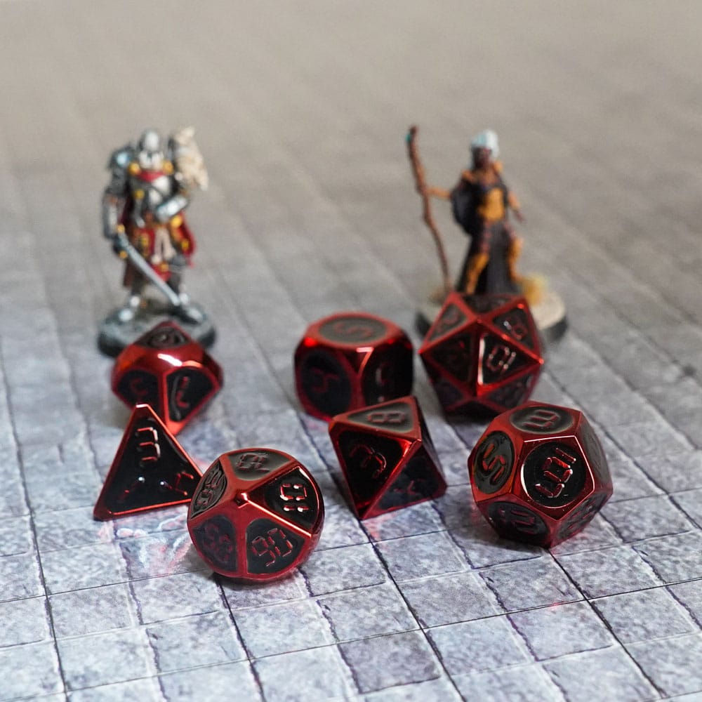 FanRoll Dice Set Red with Black Enamel (7) Dice