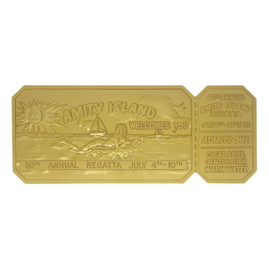 Jaws Replica 1/1 50th Anniversary Regatta Ticket 24k Gold Plated