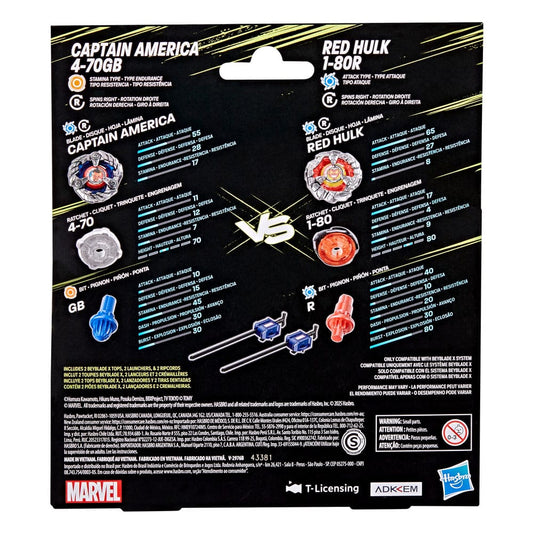 Beyblade X and Marvel Collab Captain America 4-70GB vs. Red Hulk 1-80R