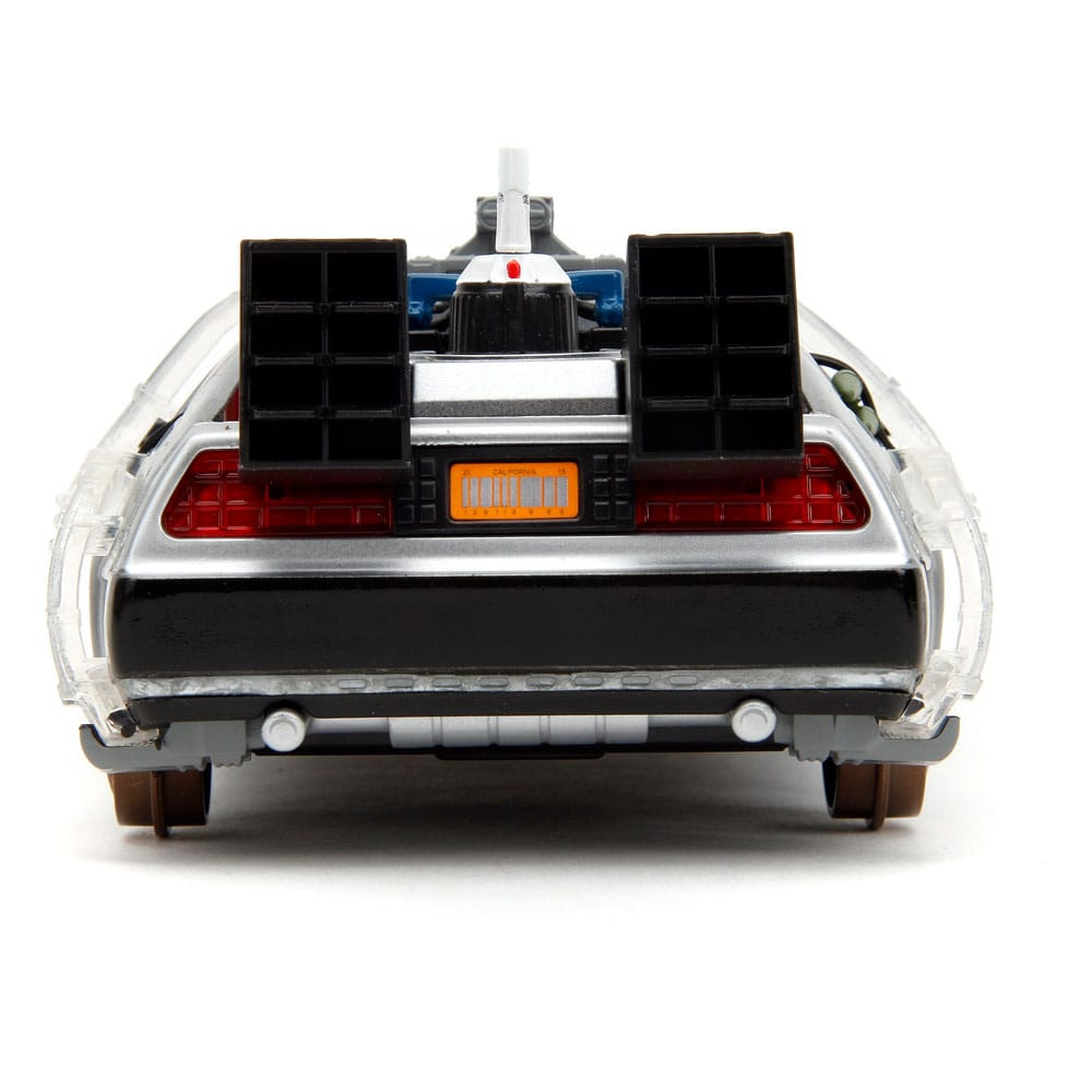 Back to the Future III Hollywood Rides Diecast Model 1/24 DeLorean Time Machine Railroad Wheels Vehicles