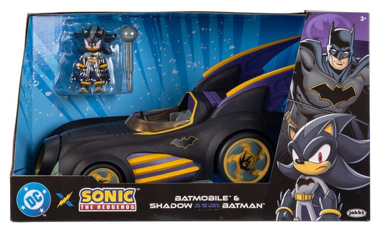 DC x Sonic - The Hedgehog Action Figure with Vehicle Shadow Batman & Batmobile 6 cm