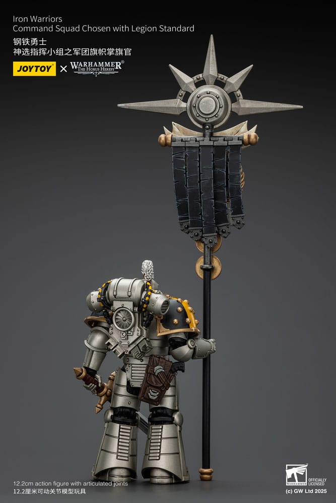 Warhammer The Horus Heresy Action Figure 1/18 lron Warriors Command Squad Chosen with Legion Standard 12 cm