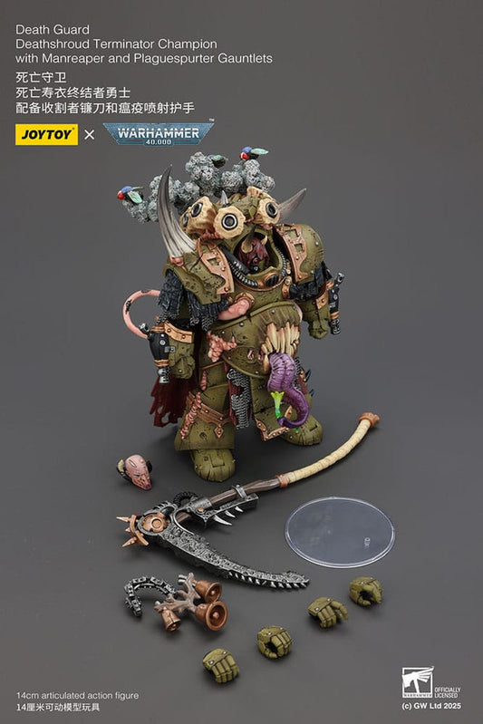 Warhammer 40k Action Figure 1/18 Death Guard Deathshroud Terminator Championwith Manreaper and Plaguespurter Gauntlets 14 cm