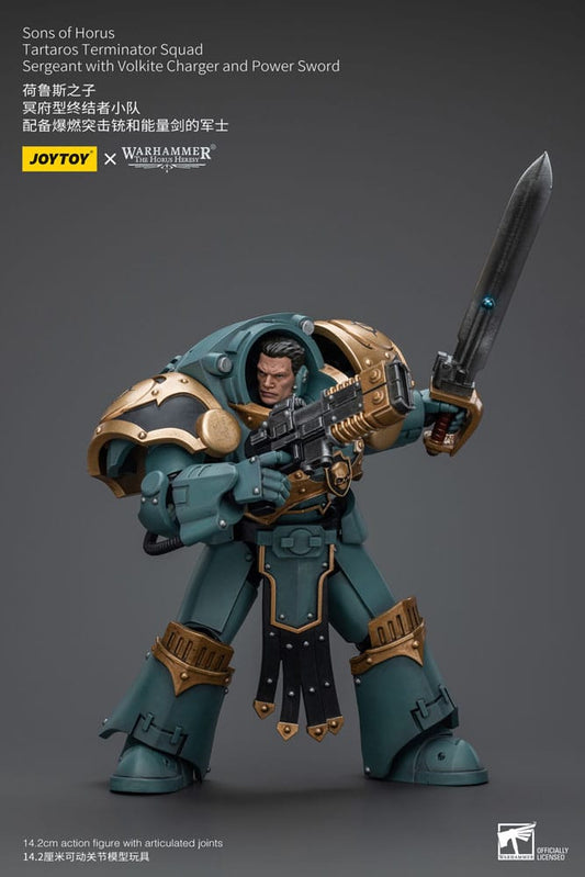 Warhammer The Horus Heresy Action Figure 1/18 Tartaros Terminator Squad Sergeant With Volkite Charger And Power Sword 12 cm