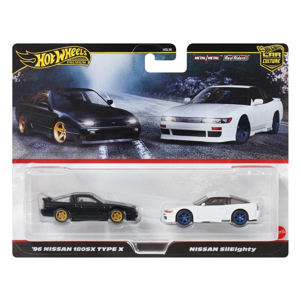 Hot Wheels Premium Car Culture Diecast Vehicle 2-Pack 1/64 ’96 Nissan 180SX Type X & Nissan SilEighty Vehicles