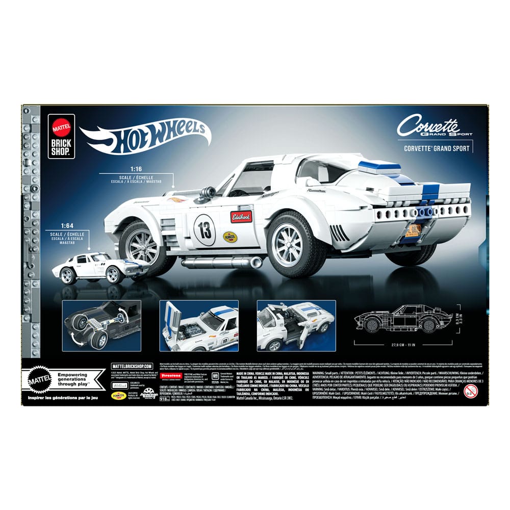 Mattel Brick Shop Hot Wheels Elite Series Building Set 1/16 Corvette Grand Sport Vehicles