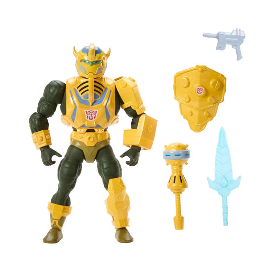 Masters of the Universe x Transformers Action Figure Bumblebee Armor Man-At-Arms heo European Exclusive 14 cm