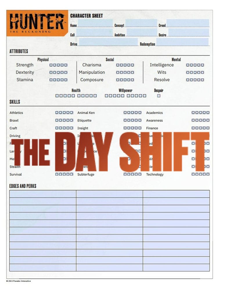 Hunter: The Reckoning 5th Edition RPG Journal Expanded Character Sheet Journal *Englische Version* Board games and