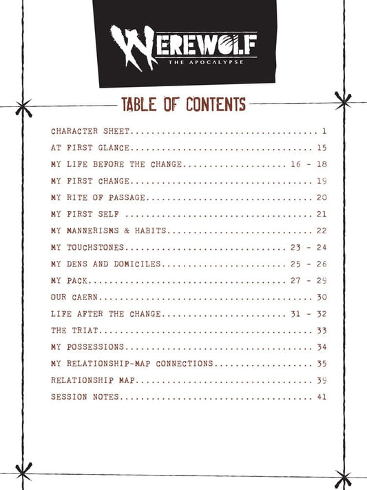 Werewolf: The Apocalypse 5th Edition RPG Journal Expanded Character Sheet Journal *Englische Version*