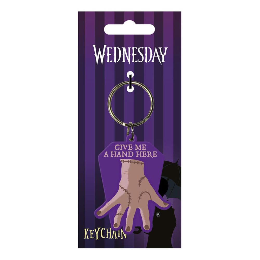 Wednesday Rubber Keychain Give Me A Hand Keyrings