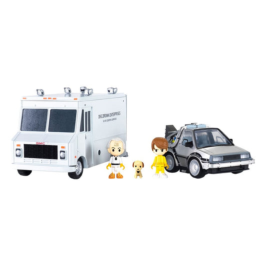 Back to the Future Q-Village Vehicles with mini-figures Time Machine Deluxe Set 9 cm
