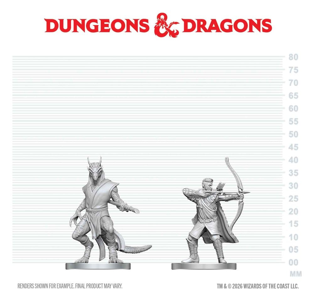 D&D Nolzur's Marvelous Miniatures Mini Figures Elf Ranger & Dragonborn Monk 13 cm