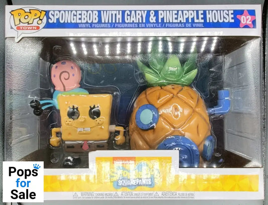 02 SpongeBob with Gary & Pineapple House - Town - Spongebob Squarepants - Box Damaged Funko POP