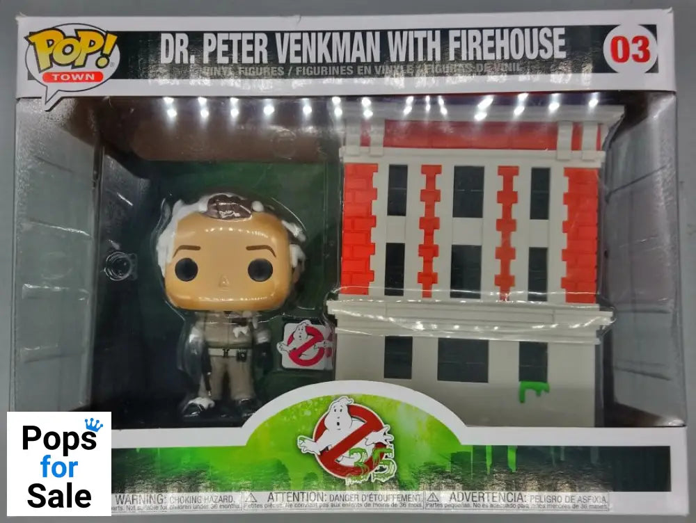 #03 Dr. Peter Venkman with Firehouse Ghostbusters Box Damaged Funko POP