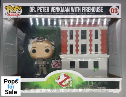 #03 Dr. Peter Venkman with Firehouse Ghostbusters Box Damaged Funko POP