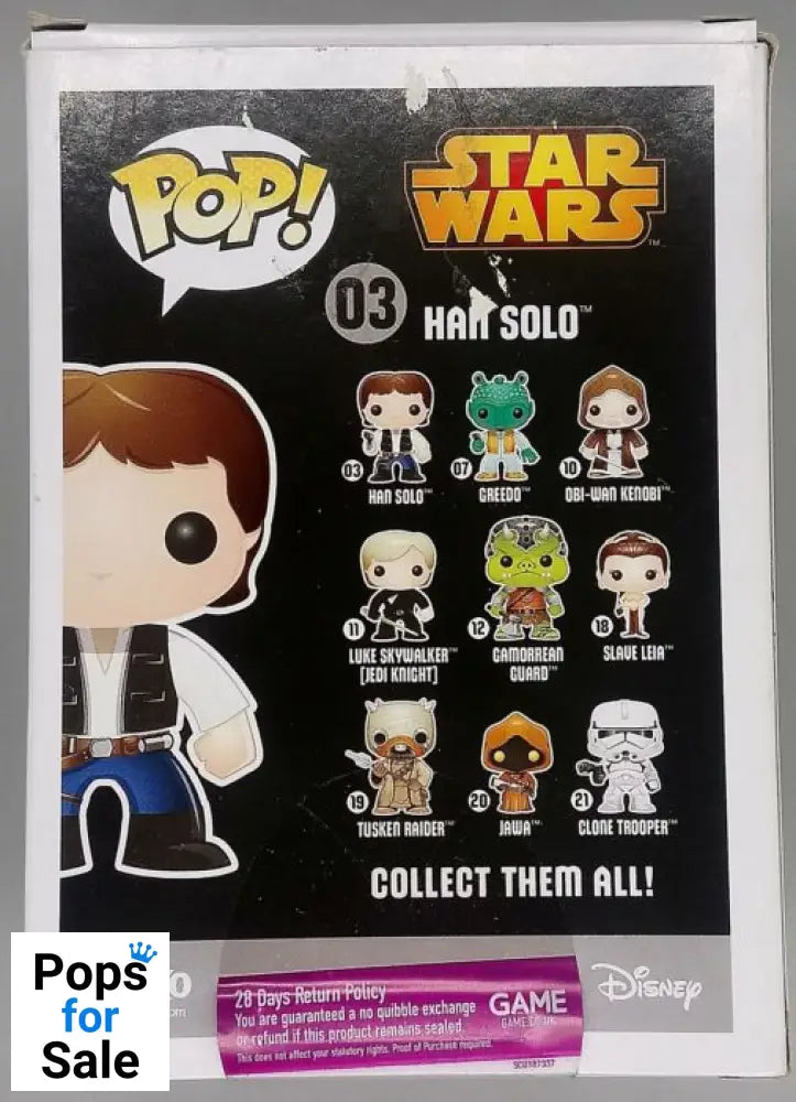 #03 Han Solo (Vault Edition) - Star Wars - Box Damaged Funko POP - PopsforSale.co.uk