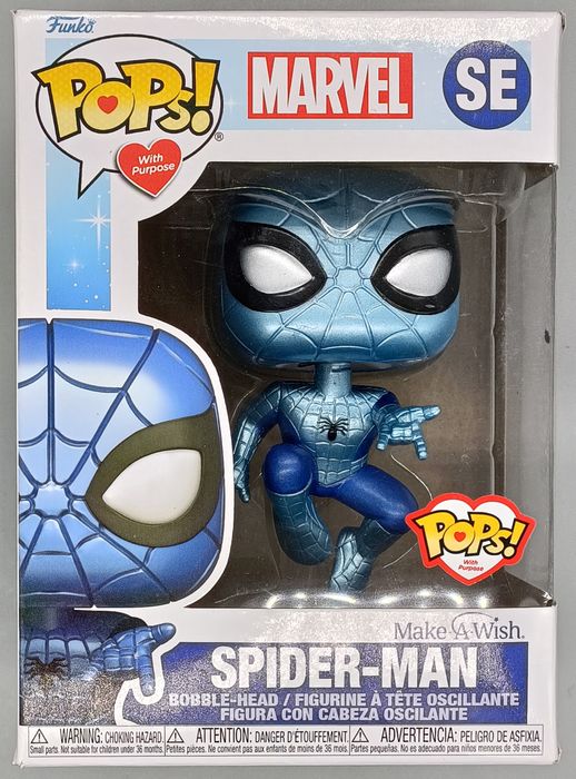 #SE SpiderMan (MakeAWish) Metallic - Marvel - Box Damaged Funko POP