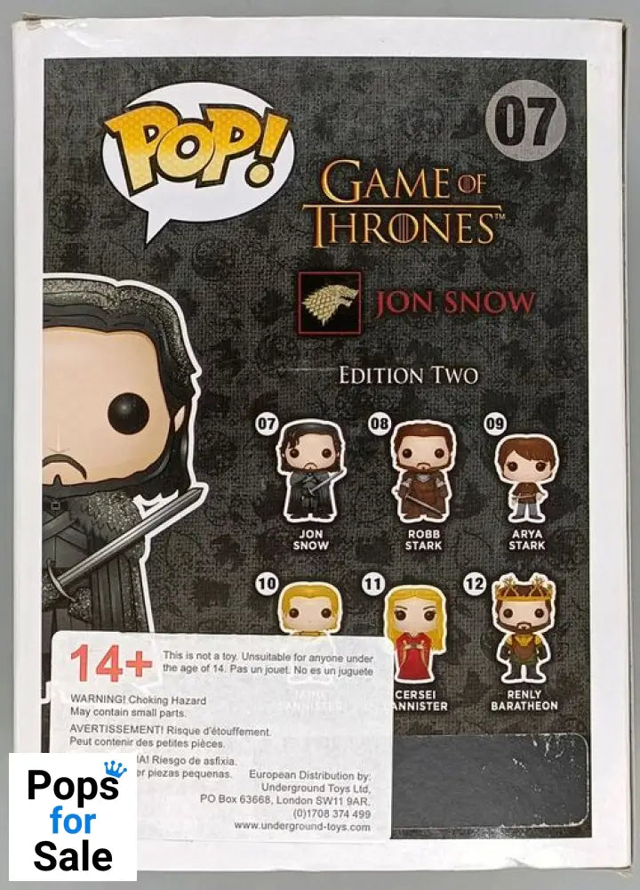 #07 Jon Snow (Beyond the Wall) - Game of Thrones Box Damaged Funko POP - PopsforSale.co.uk