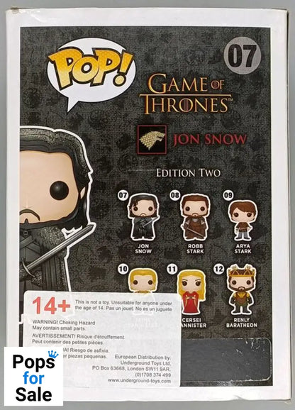 #07 Jon Snow (Beyond the Wall) - Game of Thrones Box Damaged Funko POP
