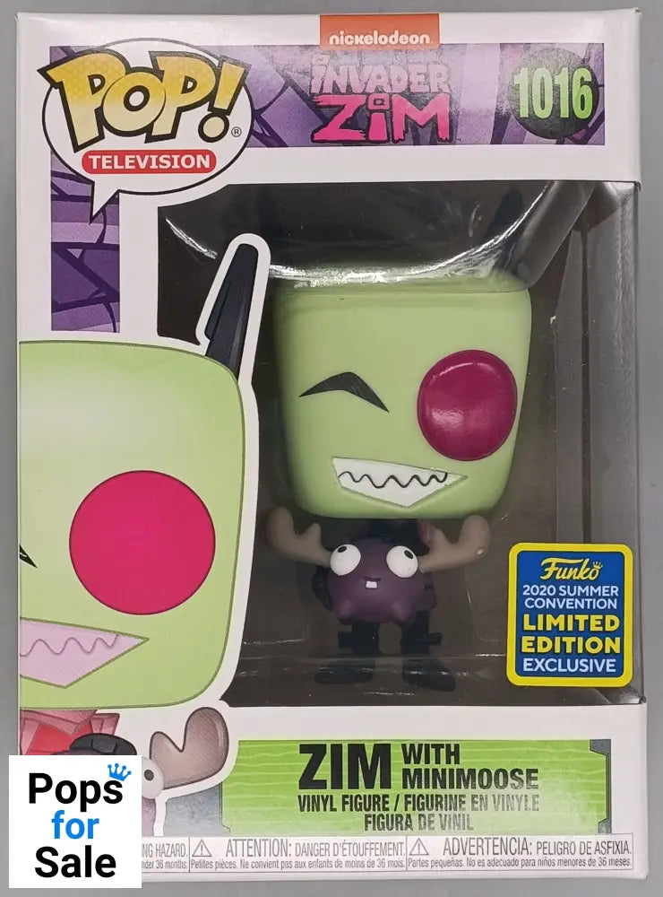 #1016 Zim (with Minimoose) - Invader Zim - 2020 Con Funko POP - PopsforSale.co.uk