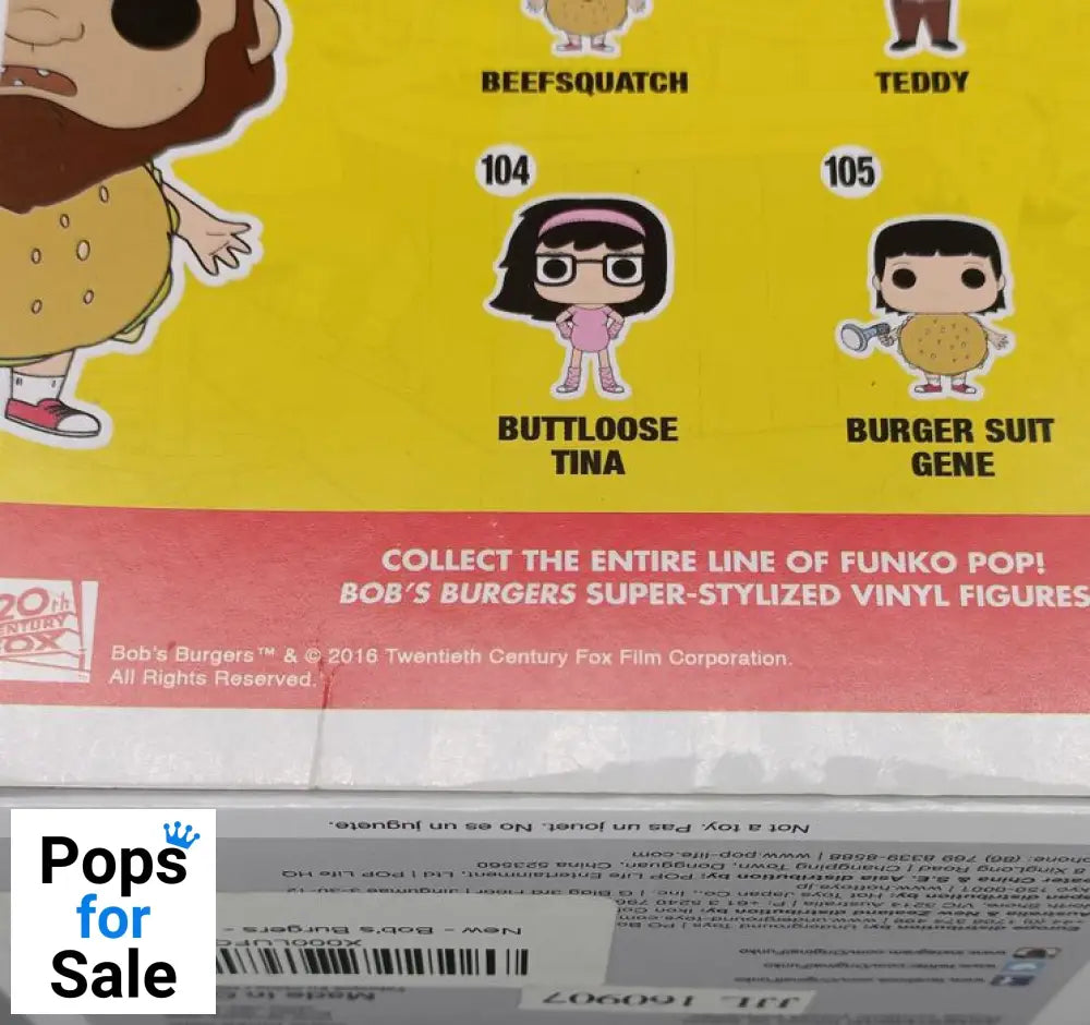 #102 Beefsquatch - Bobs Burgers - Box Damaged Funko POP - PopsforSale.co.uk