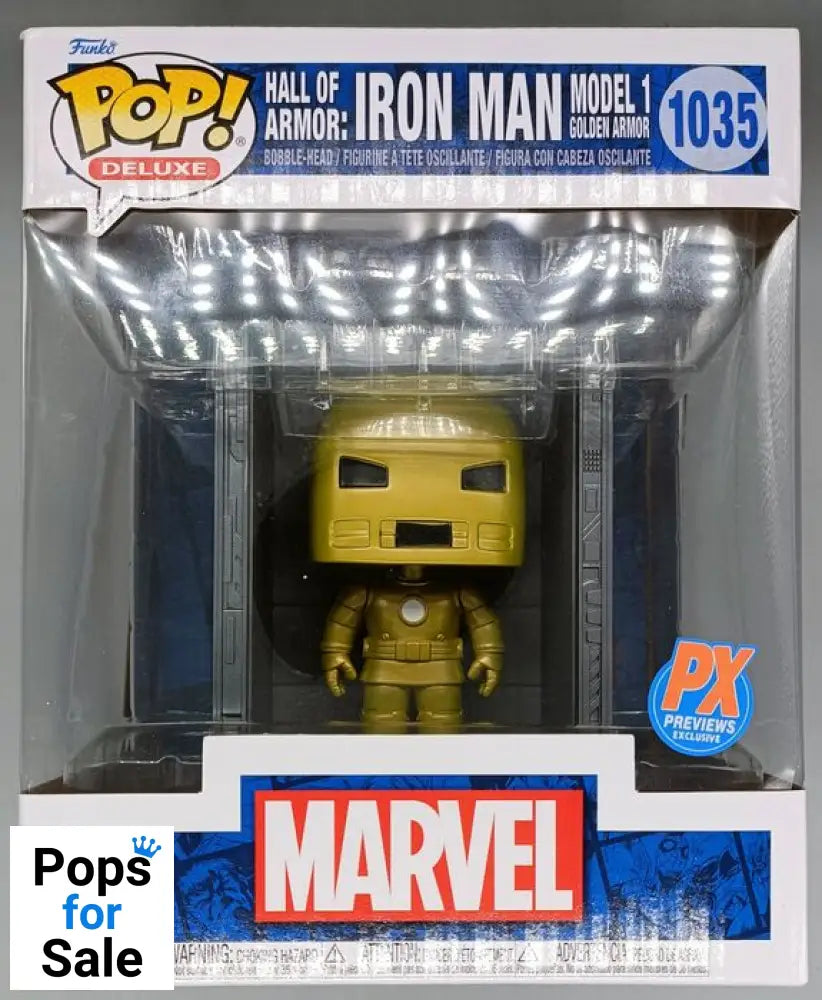 #1035 Hall of Armor: Iron Man Model 1 (Golden Armor) Marvel Deluxe Funko POP