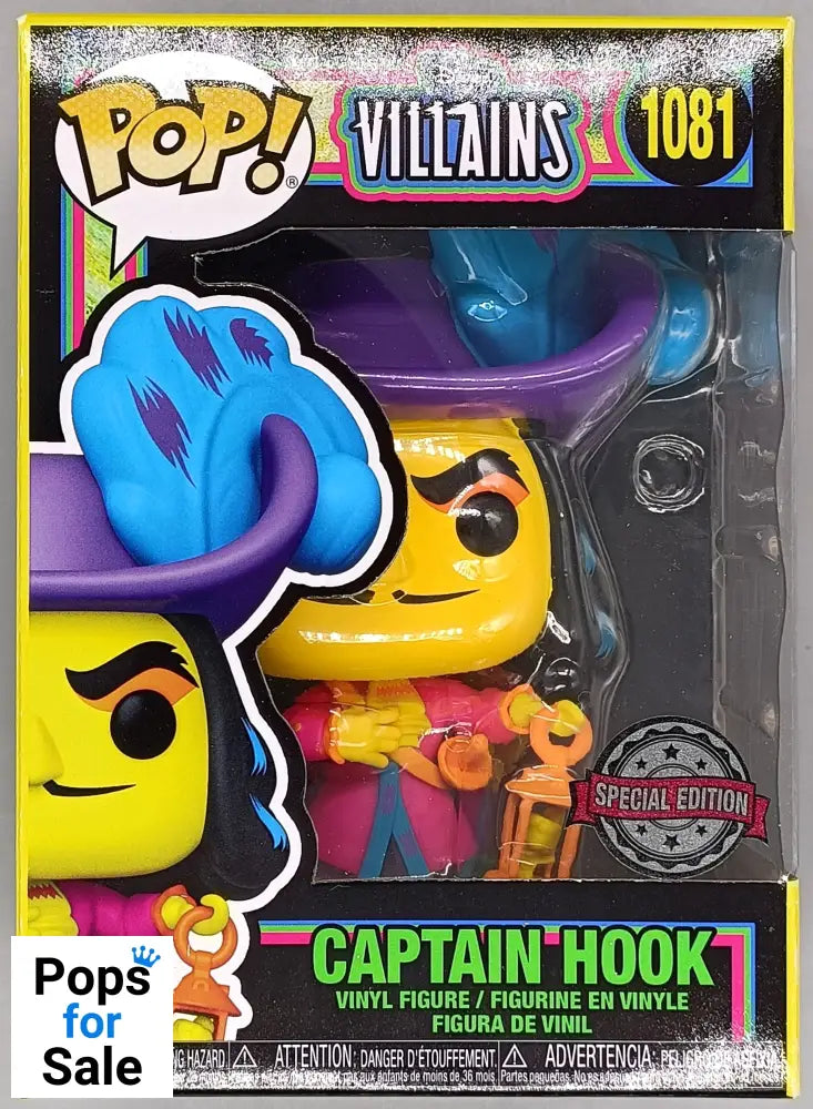 #1081 Captain Hook - Blacklight - Disney Villains Peter Pan Funko POP
