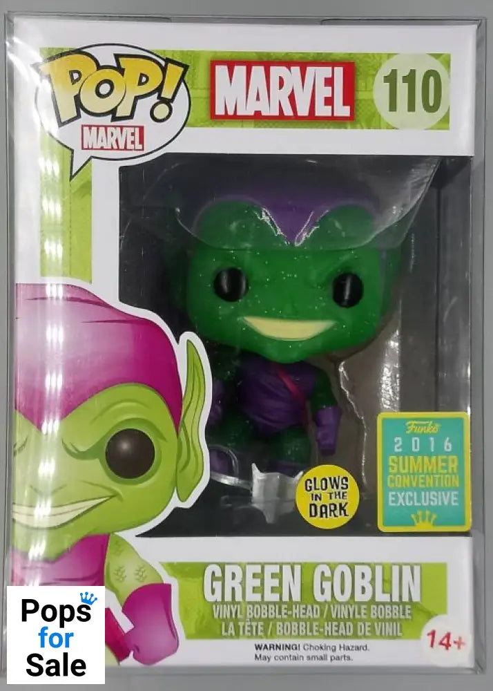 #110 Green Goblin (w/ Glider) Glitter Glow - Marvel 2016 Con Funko POP - PopsforSale.co.uk