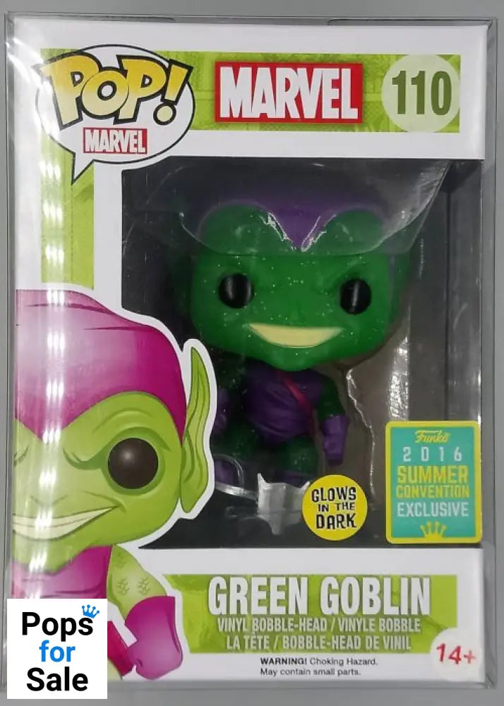 #110 Green Goblin (w/ Glider) Glitter Glow - Marvel 2016 Con Funko POP