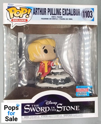 1103 Arthur Pulling Excalibur Deluxe - Disney Sword in the Stone - 2021 Con - Funko POP - Box Damaged