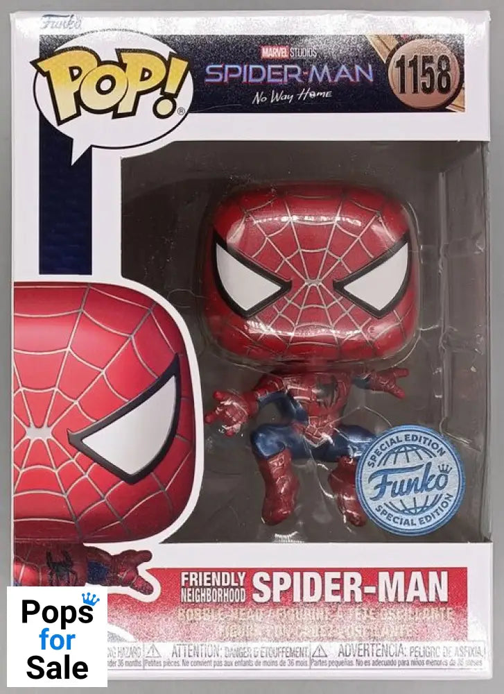 #1158 Friendly Neighborhood Spider-Man Metallic Marve Box Damaged Funko POP