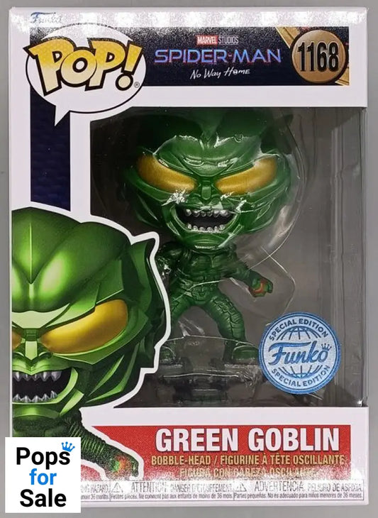 #1168 Green Goblin (Masked) Metallic Marvel Spider-man No Wa Funko POP - PopsforSale.co.uk