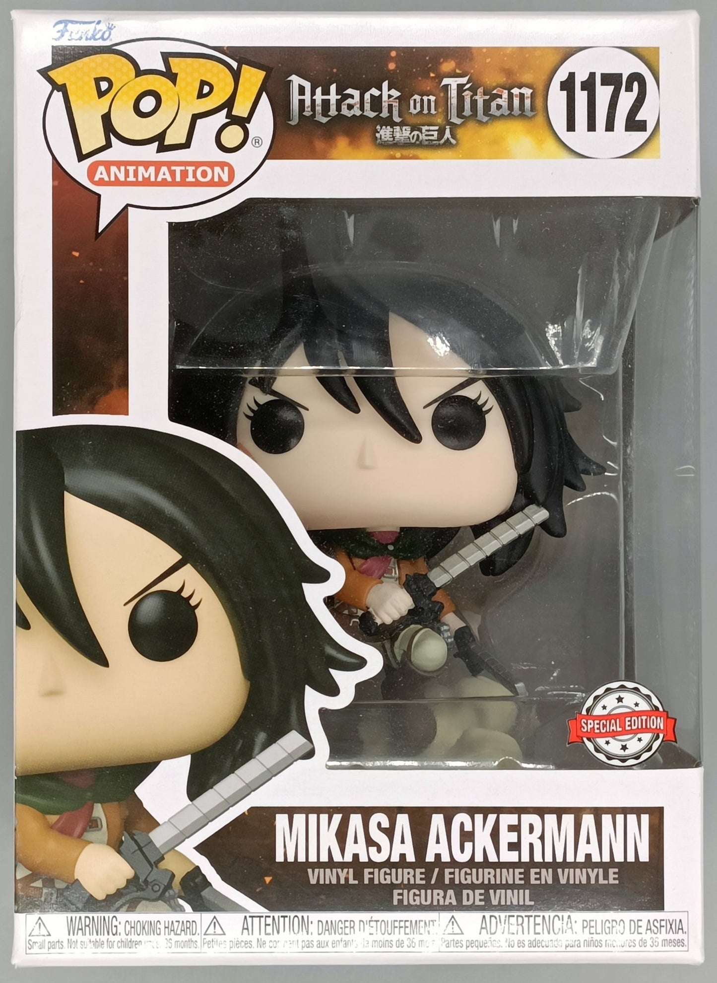 #1172 Mikasa Ackermann Battle - Attack on Titan Damaged Box - PopsforSale.co.uk