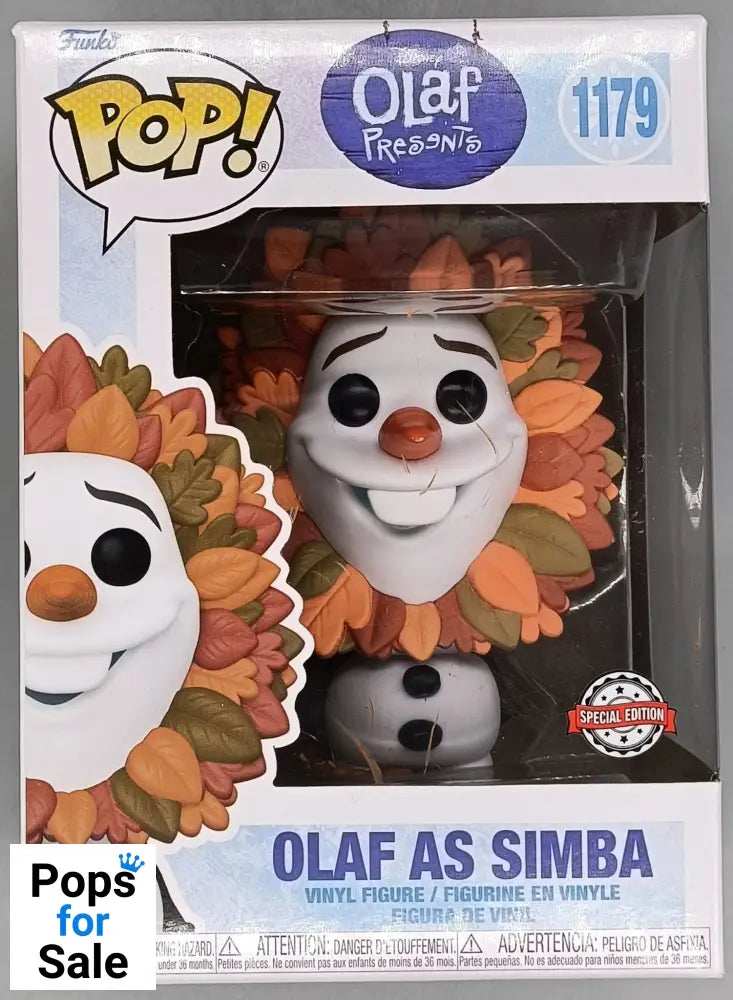 #1179 Olaf as Simba - Disney Olaf Presents - Box Damaged Funko POP - PopsforSale.co.uk