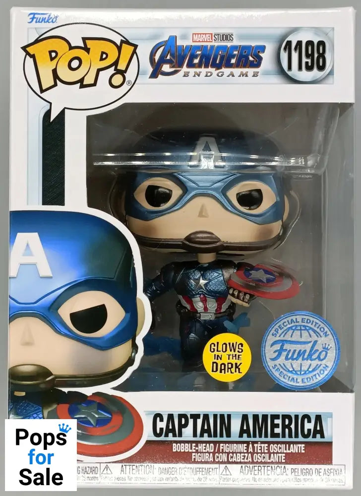 #1198 Captain America (w/ Mjolnir and Broken Shield) Metallic Marvel Avengers Endgame Funko POP - PopsforSale.co.uk