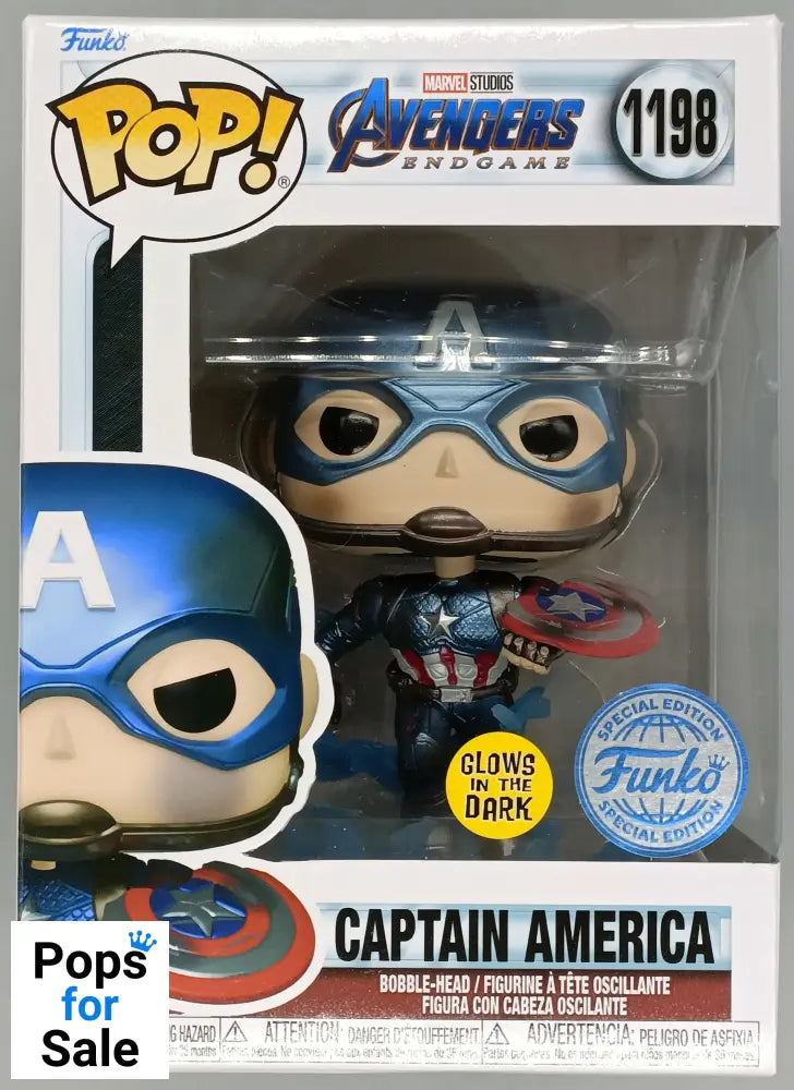 #1198 Captain America (w/ Mjolnir and Broken Shield) Metallic Marvel Avengers Endgame Funko POP