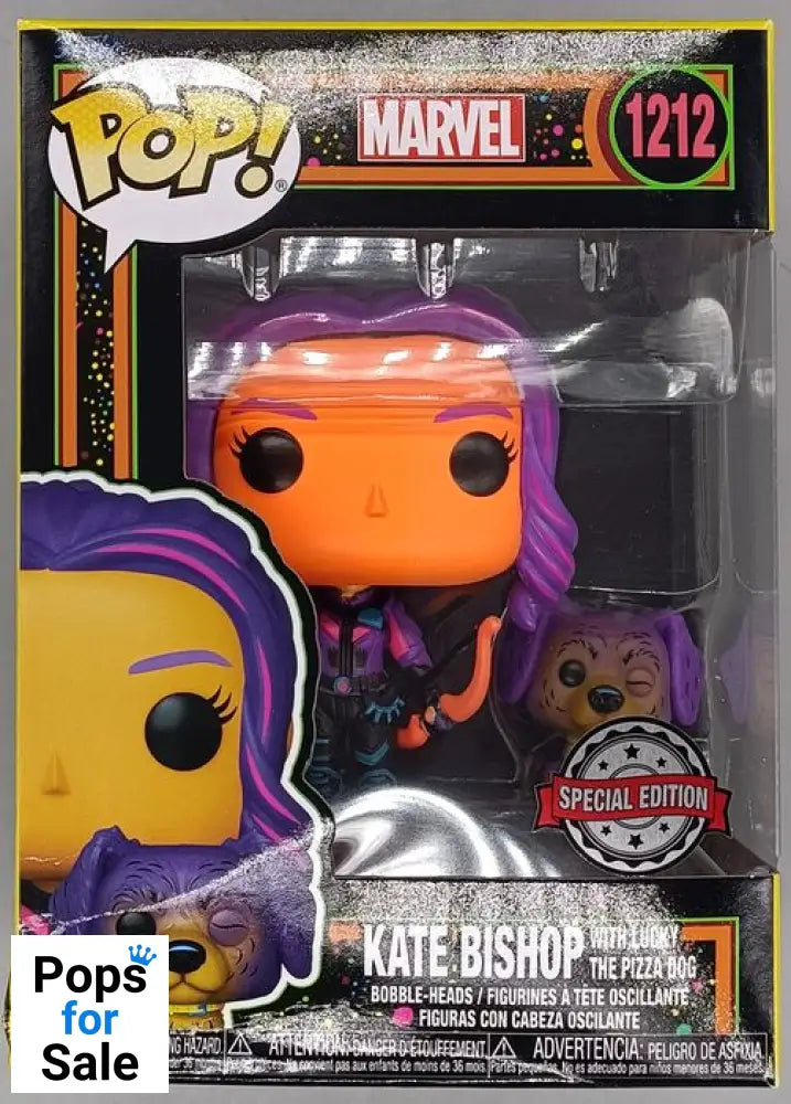 #1212 Kate Bishop with Lucky Blacklight Marvel Hawke Box Damaged Funko POP - PopsforSale.co.uk