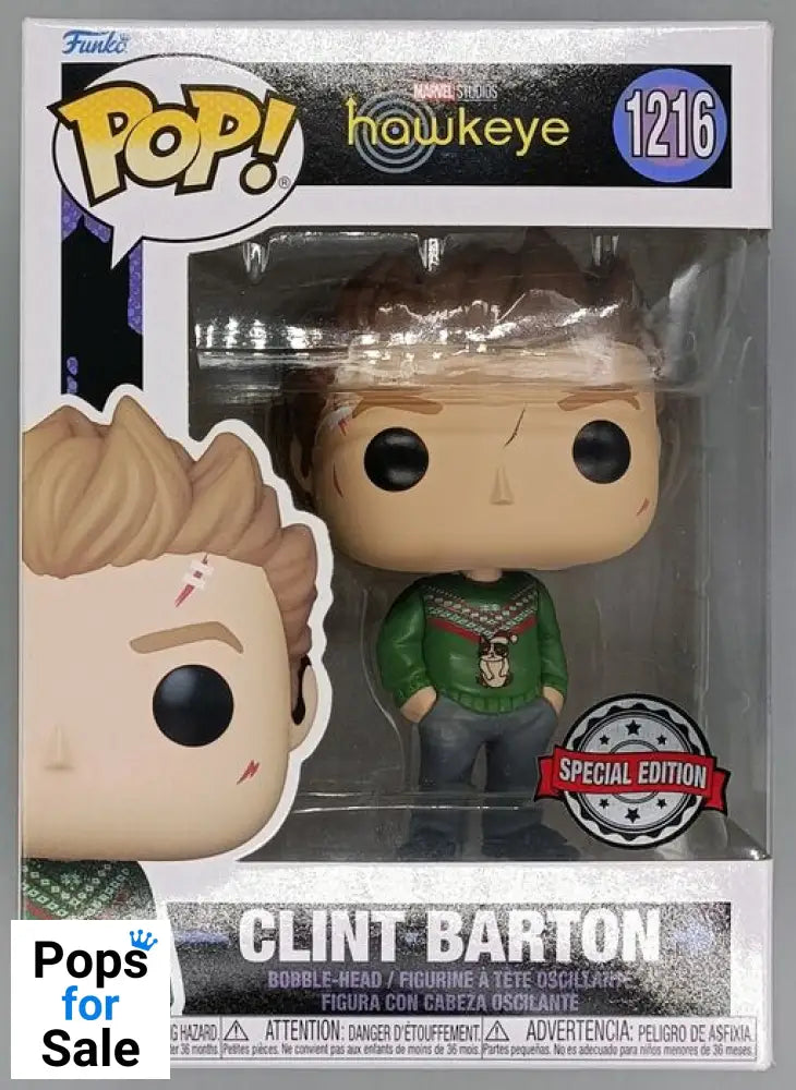 1216 Clint Barton (Christmas) - Marvel Hawkeye - Box Damaged Funko POP