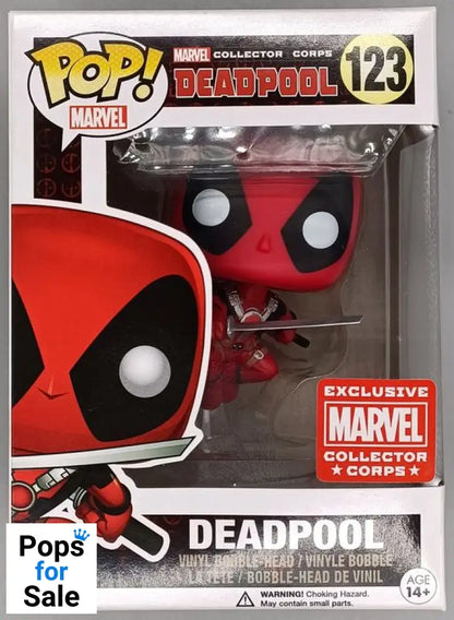 #123 Deadpool (Leaping) - Marvel Collector Corps Box Damaged Funko POP - PopsforSale.co.uk